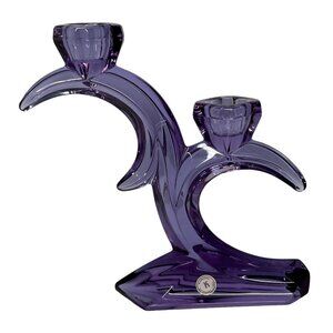 VTG Bleikristall Rattenberg Purple Crescent Moon Crystal Glass Candle Holder